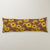 Zonnewortel, wilde zonnebloem in geel en bruin lichaamskussen (Achterkant)