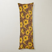 Zonnewortel, wilde zonnebloem in geel en bruin lichaamskussen (Achterkant (Verticaal))