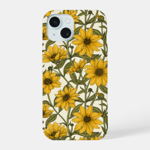 Zonnewortel, wilde zonnebloem op off white iPhone 15 hoesje