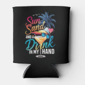 Zonnezand en een Drink In My Hand Beach Cruise Blikjeskoeler (Voorkant)