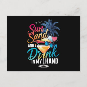 Zonnezand en een Drink In My Hand Beach Cruise Briefkaart