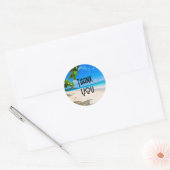 Zonnezand en Surf Tropical Beach Dank u Ronde Sticker (Envelop)