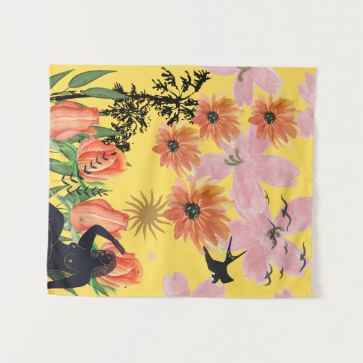 Zonnezomertuin mooie bloemen natuur wandkleed (Voorkant (horizontaal))