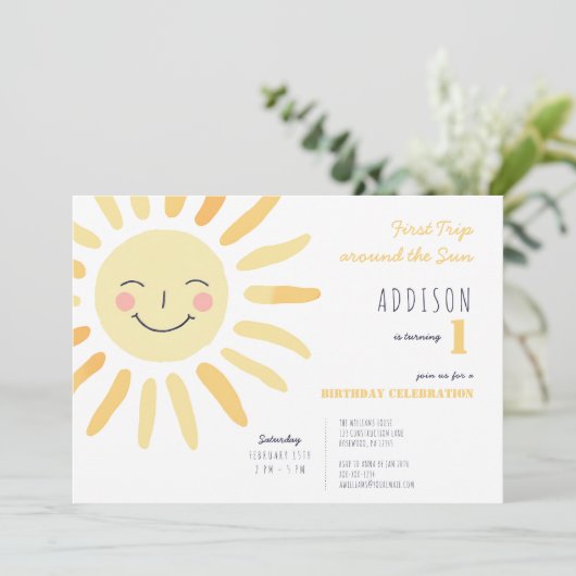 Zonnezondag 1ste verjaardag kaart (Staand voorkant)