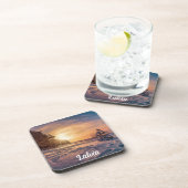 Zonnezone sneeuwkust zee bier onderzetter (Rechterzijde)