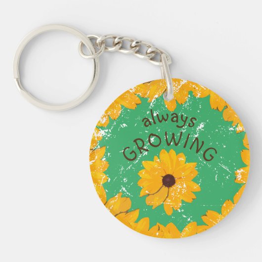 Zonnig geel bloemslijtsel look acryl Sleutelhanger (Voorkant)