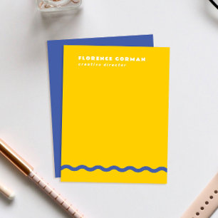 Zonnig geel en blauw violet golvend Lijst persoonl Bedankkaart