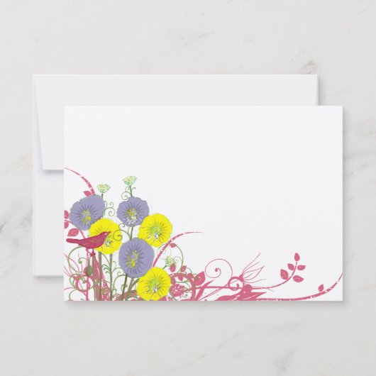 Zonnig Geel Violet Roze Wildflower Bloom Bruiloft RSVP Kaartje (Achterkant)