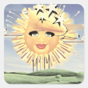 ZONNIG GOLF! VIERKANTE STICKER