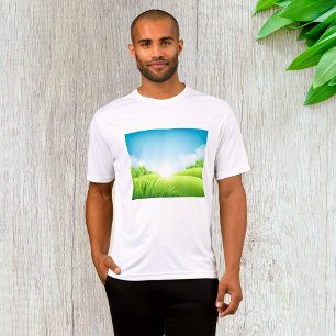 Zonnig groen veld landschap t-shirt