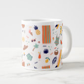 Zonnig strand leuk patroon extra grote beker (Voorkant rechts)