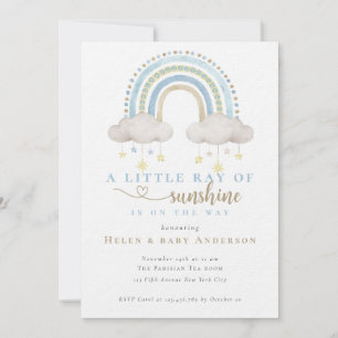 Zonnige Blauwe Boho Regenboog Jongens Baby Shower Kaart