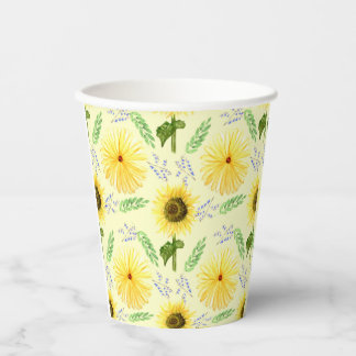 Zonnige Bloemen Patroon servetten Papieren Bekers