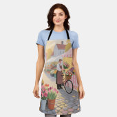 Zonnige bloemenstraat scène schort (Gedragen)