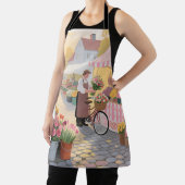 Zonnige bloemenstraat scène schort (Insitu)