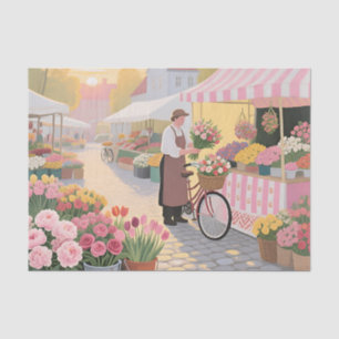 Zonnige bloemenstraat scène tissuepapier