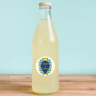 Zonnige citroen bloemige bruiloft ronde sticker