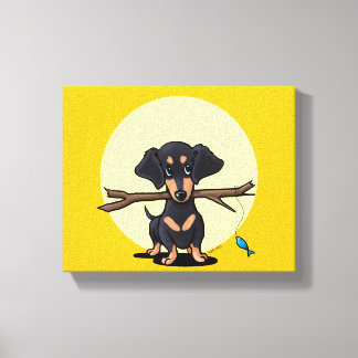 Zonnige Dachshund Hond Canvas Afdruk