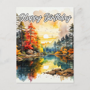 Zonnige Dag Aan de Vijver   Gelukkig Verjaardag Briefkaart
