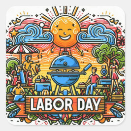 Zonnige Dag van de Arbeid Vierkante Sticker
