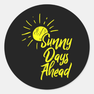 Zonnige dagen in het verschiet Gele Zonnetekening Ronde Sticker