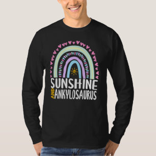 Zonnige en Ankylosaurus Mooie Regenboog Grafische  T-shirt