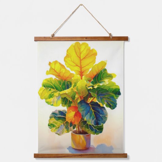 Zonnige Fiddle Leaf Fig Tree Hangend Wandkleed (Voorkant)