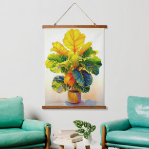 Zonnige Fiddle Leaf Fig Tree Hangend Wandkleed