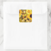Zonnige gele flora vierkante sticker (Tas)