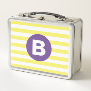 Zonnige Gele Gestreepte Paarse Monogram