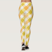 Zonnige gele Gingham check patroon Leggings (Achterkant)