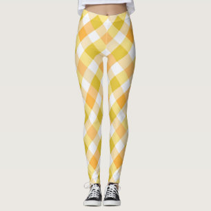 Zonnige gele Gingham check patroon Leggings