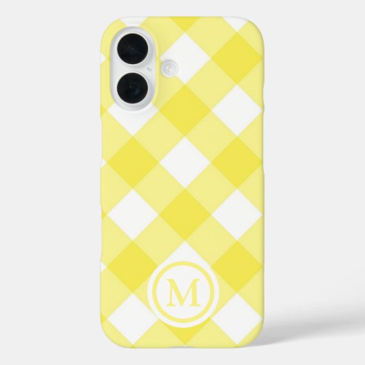 Zonnige Gele Gingham Monogram Case-Mate iPhone Case (Achterkant)
