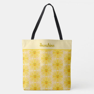 Zonnige Gele Rode Zon Gezicht Kinder Strand Print Draagtas