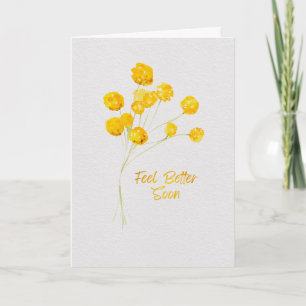 Zonnige Gele Waterverf Bloemen Voel je Gauw Beter Kaart