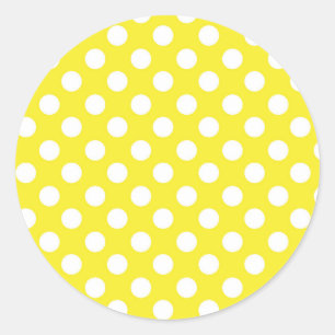 Zonnige Gele & Witte Stippen Verjaardagsfeestje Ronde Sticker