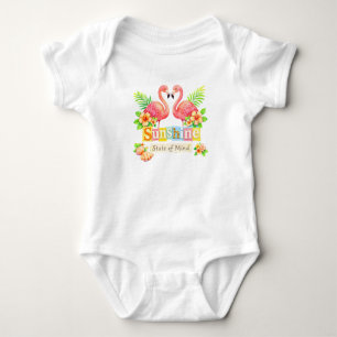 Zonnige Gemoedstoestand Flamingo Tropische Bloemen Romper