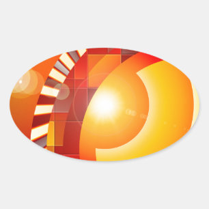 Zonnige geometrische abstractie ovale sticker