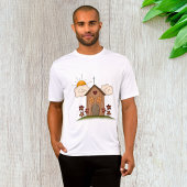 Zonnige kerk met bloemen rustieke landelijke charm t-shirt