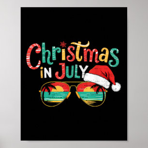 Zonnige kerst in juli Zomer Kerststrand Vakantie Poster