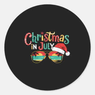 Zonnige kerst in juli Zomer Kerststrand Vakantie Ronde Sticker