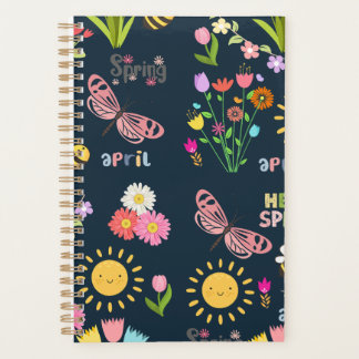 Zonnige Lente Bloesems Bloemontwerp met Zoemende B Planner