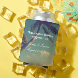 Zonnige palm foto gepersonaliseerde strand bruilof blikjeskoeler