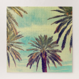 Zonnige palmplantage: gekweekte oase. legpuzzel