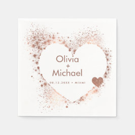 Zonnige perzik roze hart krans bruiloft servetten