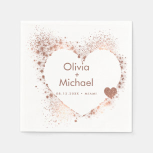 Zonnige perzik roze hart krans bruiloft servetten