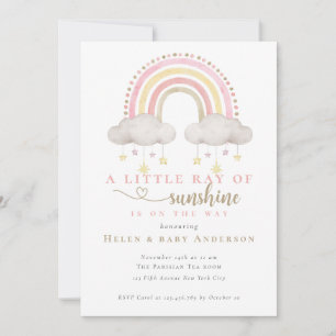 Zonnige Roze Boho Regenboog Meisje Baby Shower Kaart