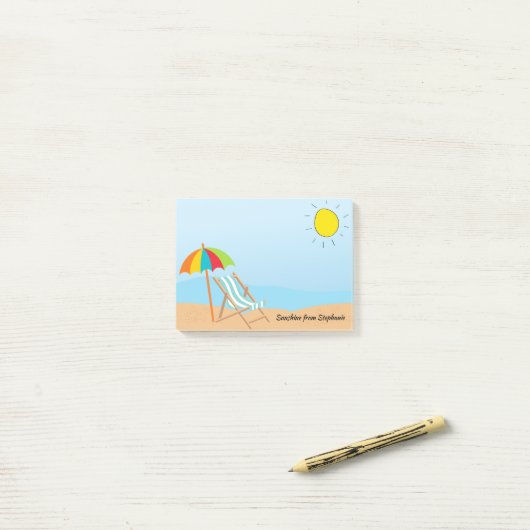 Zonnige Sky Beach stoel en paraplu Post-it® Notes (Op bureau)