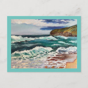 Zonnige strand ansichtkaart briefkaart
