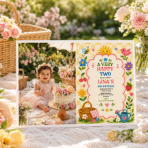 Zonnige Tuin 2e Verjaardag Bloemen Picknick Feestj